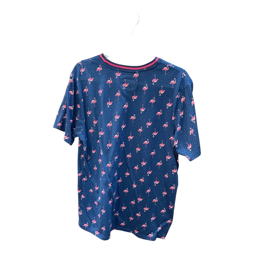 Fresh Prints of Bel-Air Mens Flamingo Polka crew Dot T-Shirt Navy Blue Pink L - Picture 3 of 5